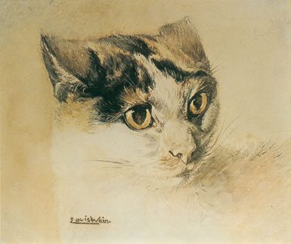 ウェインの初期の作品で写実的に描かれた猫