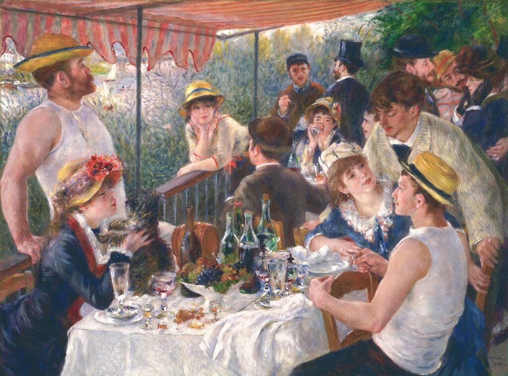 舟遊びをする人々の昼食